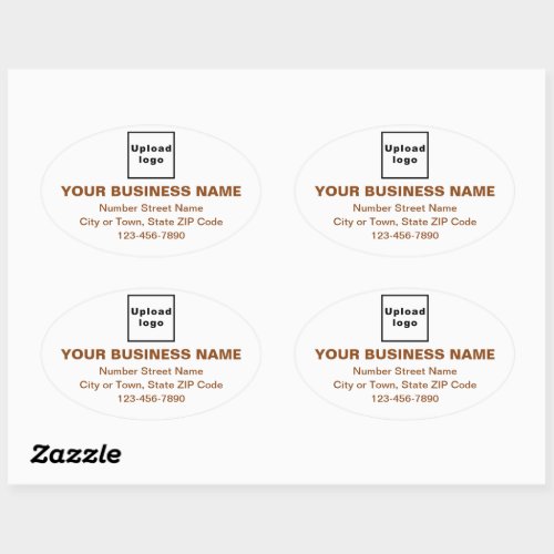Business Brand Brown Minimal Texts on White Oval Sticker