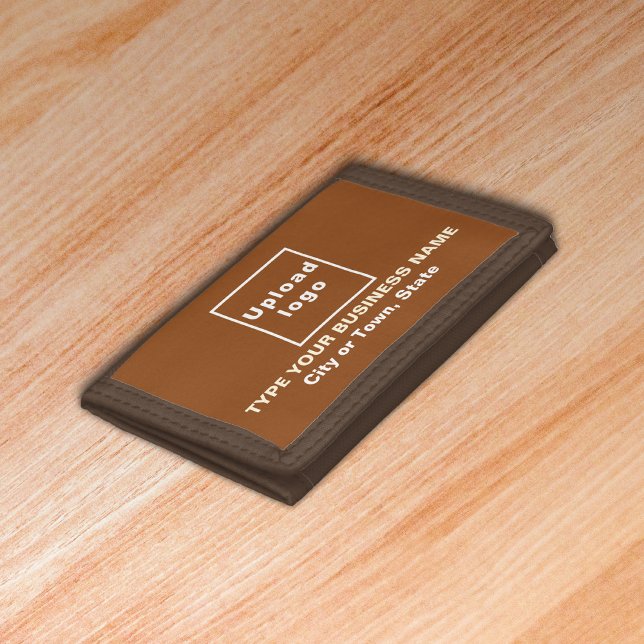 Business Brand Brown Trifold Nylon Wallet (Build brand name awareness. Your business brand on brown trifold wallet.)