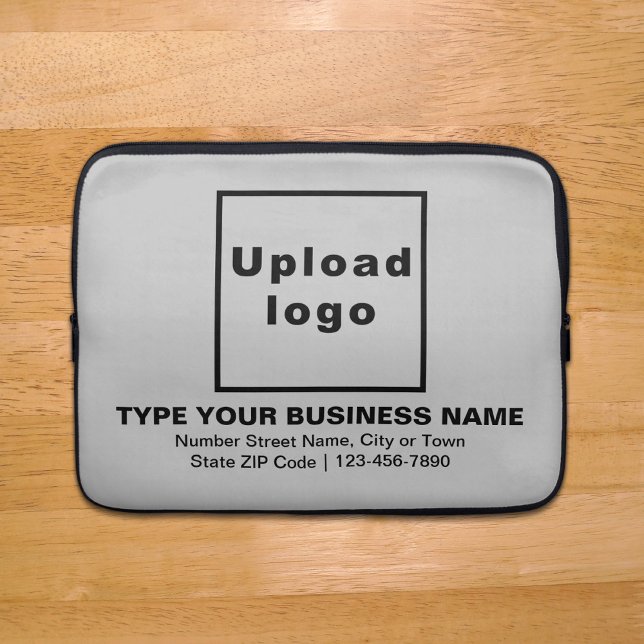 Business Brand Gray Laptop Sleeve (Your business brand on gray laptop sleeve.)