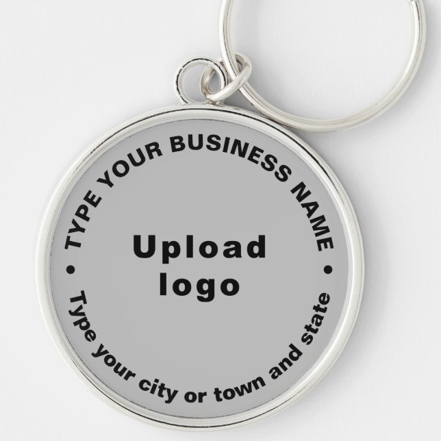 Business Brand Gray Round Premium Keychain (Front)