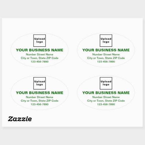 Business Brand Green Minimal Texts on White Oval Sticker