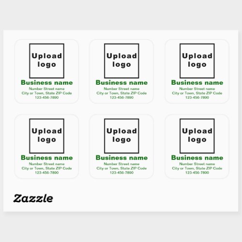 Business Brand Green Minimal Texts on White Square Sticker