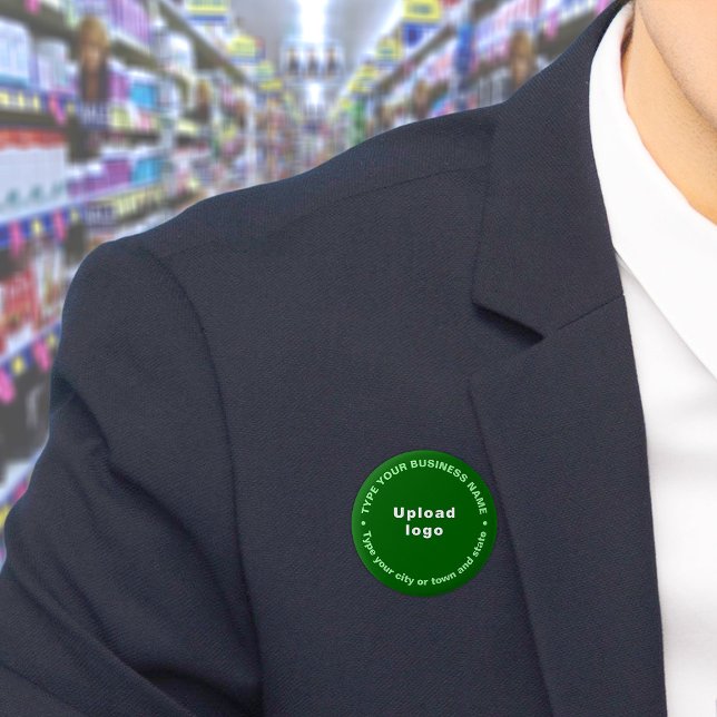 Business Brand Green Round Button (Build brand name awareness. Circular business brand texts on green button.)