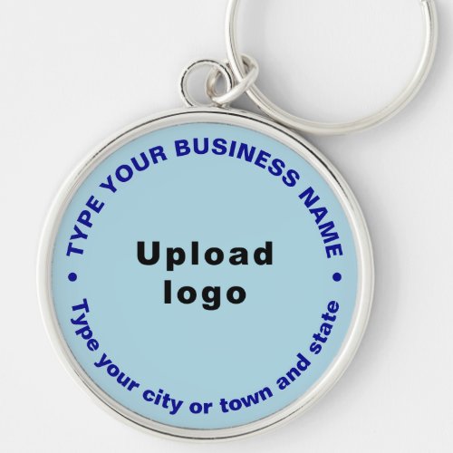 Business Brand Light Blue Round Premium Keychain