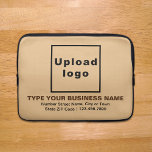 Business Brand Light Brown Laptop Sleeve<br><div class="desc">Customizable laptop sleeve that you use to build brand name awareness. Contents are your business logo, business or company name, address and phone number. Design is dark brown and black texts on light brown background. Please check the appearance after uploading logo and typing texts. If the appearance is pleasing to...</div>