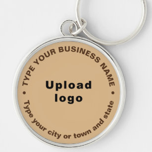 Business Brand Light Brown Round Premium Keychain