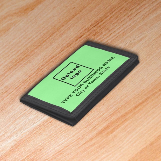 Business Brand Light Green Trifold Nylon Wallet (Build brand name awareness. Your business brand on light green trifold wallet.)