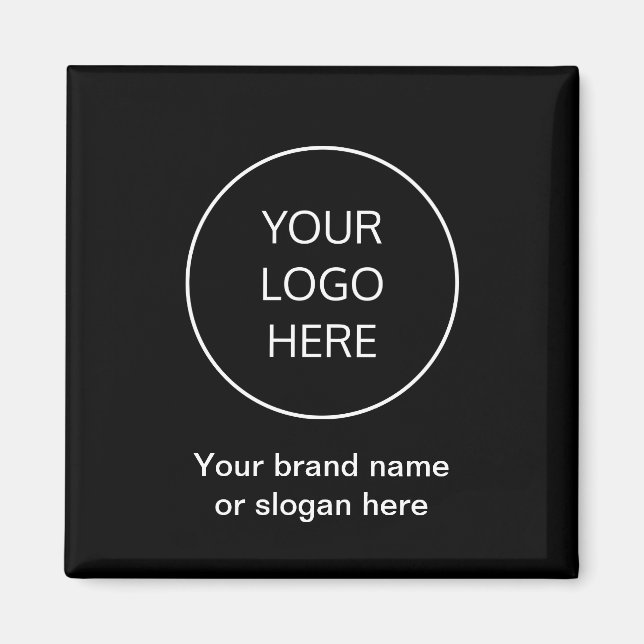 Business Brand Logo Black Fridge Magnet (Front)