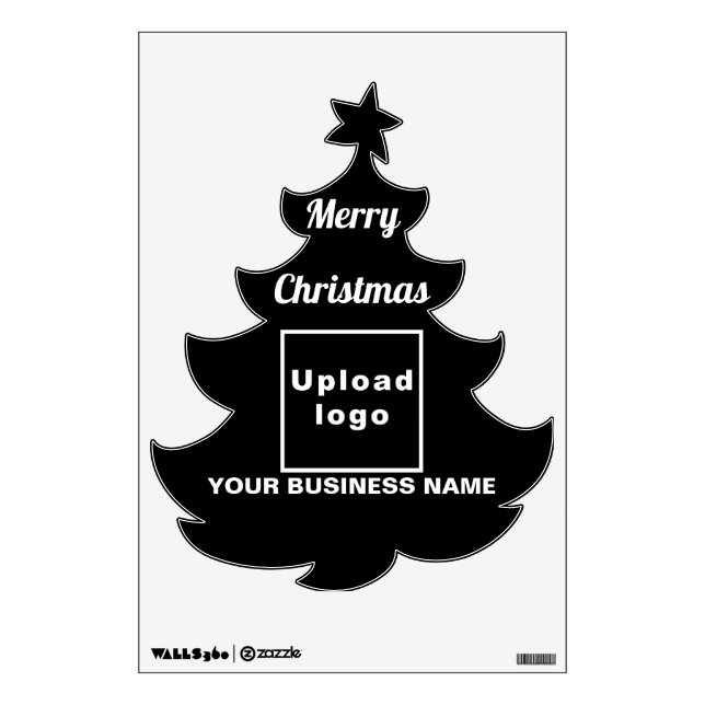 Business Brand on Black Christmas Tree Wall Decal (Front)