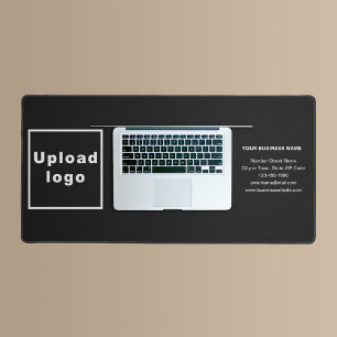 Business Brand on Black Desk Mat