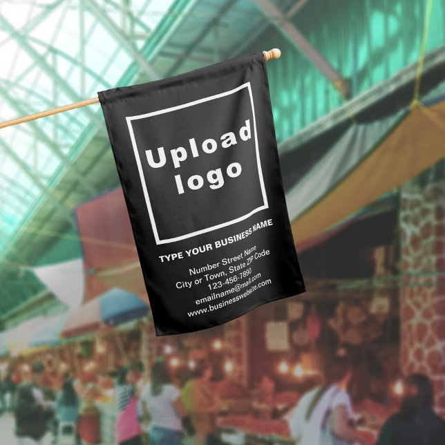 Business Brand on Black Flag (Business brand on black flag. Signage to advertise your business or to promote your brand.)