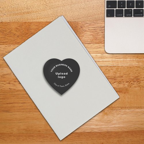 Business Brand on Black Heart Shape Paperweight