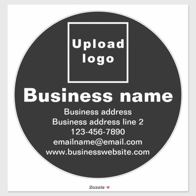 Business Brand on Black Large Round Vinyl Sticker (Sheet)