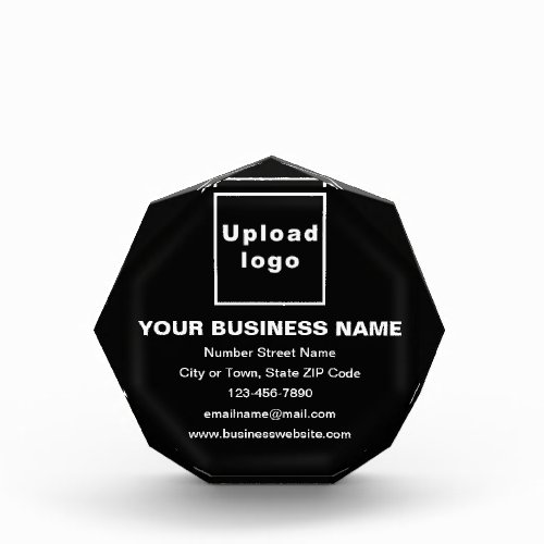 Business Brand on Black Octagon Shape Photo Block