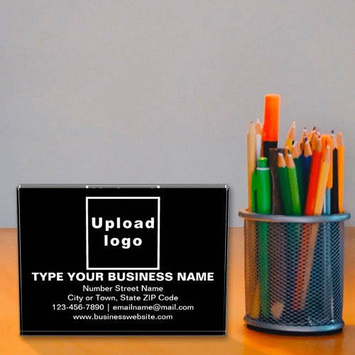 Business Brand on Black Rectangle Acrylic Block