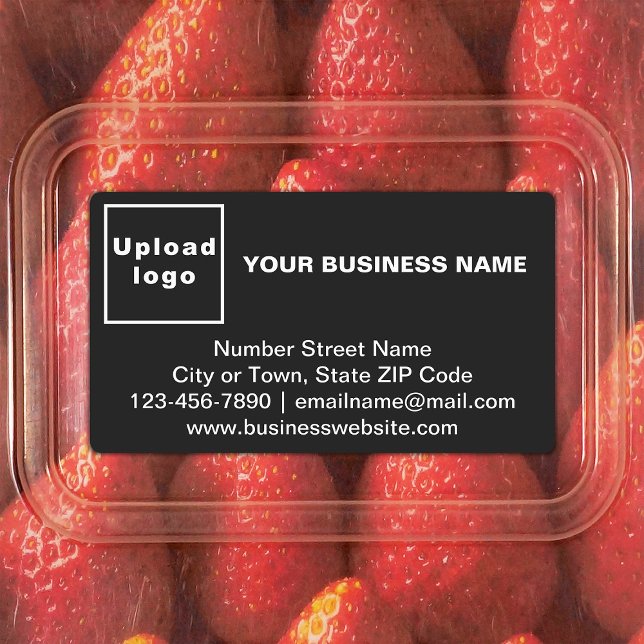 Business Brand on Black Rectangle Adhesive Label (Black rectangle adhesive label with your business brand)