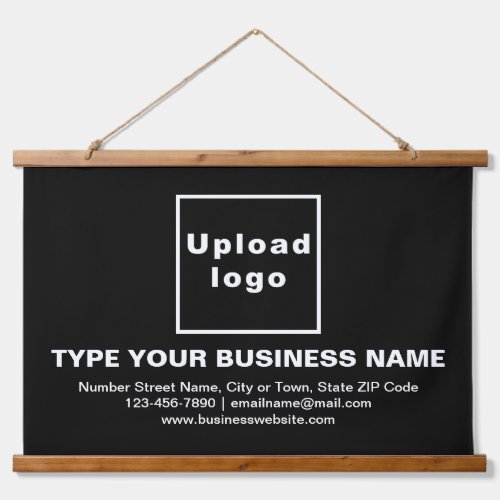 Business Brand on Black Rectangle Hanging Tapestry