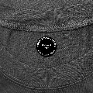 Business Brand on Black Round Clothing Label