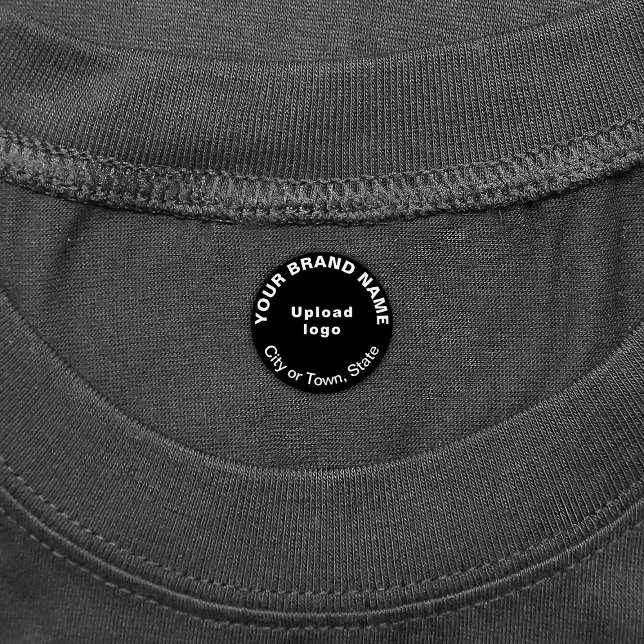 Business Brand on Black Round Clothing Label (Small black round clothing label with your business brand)
