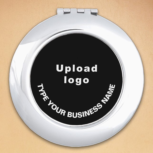 Business Brand on Black Round Compact Mirror (Creator Uploaded)