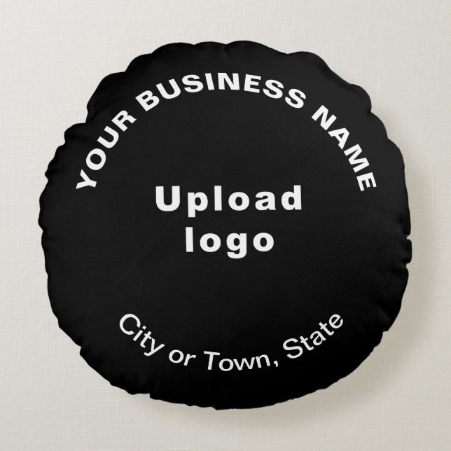 Business Brand on Black Round Throw Pillow (Front)