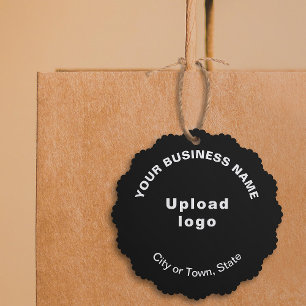 Business Brand on Black Scalloped Paper Ornament Card