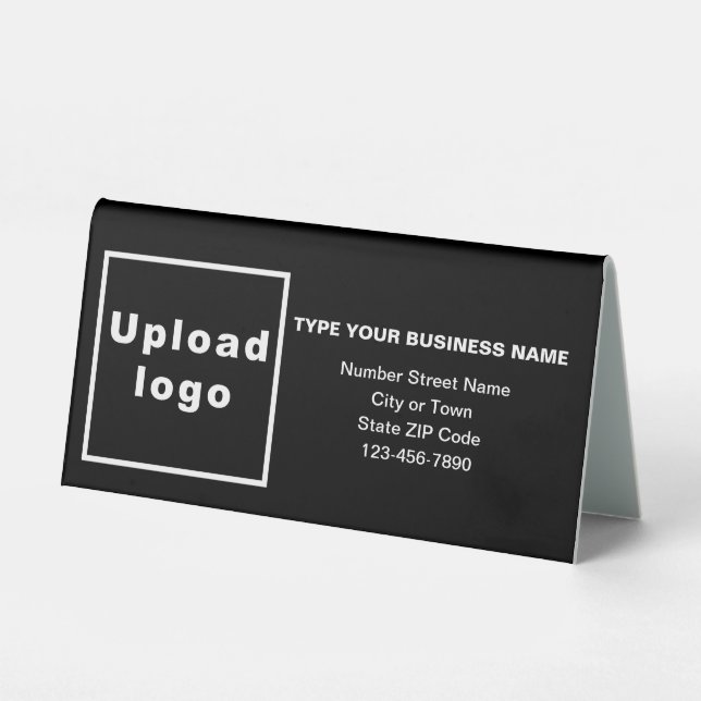 Business Brand on Black Small Table Sign (Front)