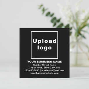 Business Brand on Black Square Flat Note Card