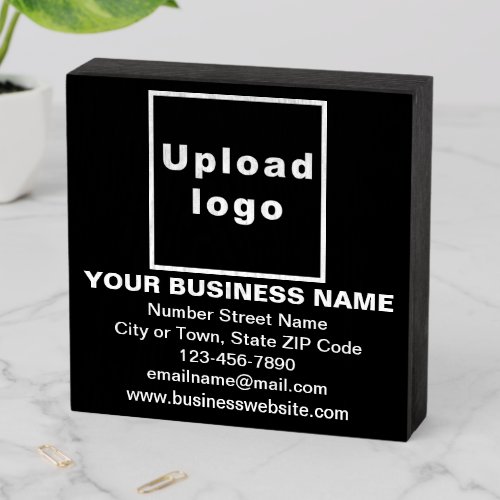 Business Brand on Black Square Wood Box Sign