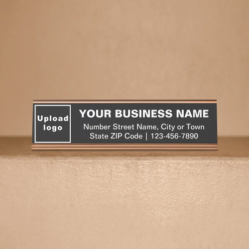 Business Brand on Black Standard Desk Name Plate