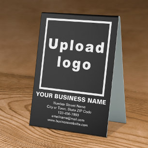 Business Brand on Black Table Sign