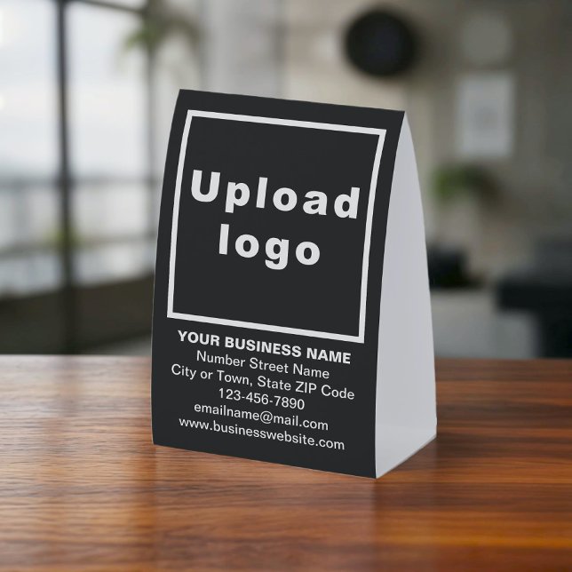 Business Brand on Black Tent Style Table Sign (Black paper table sign tent style with your business brand)