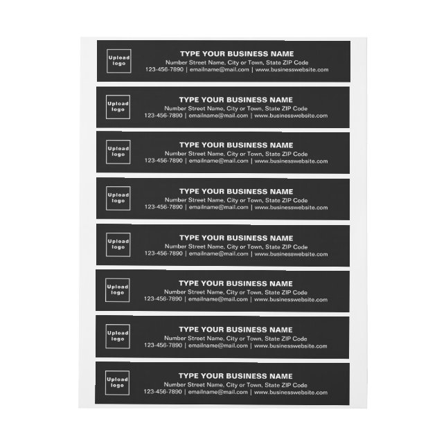 Business Brand on Black Wrap Around Address Label (Sheet)