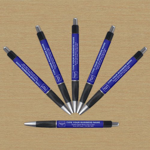 Business Brand on Blue Barrel of Pen