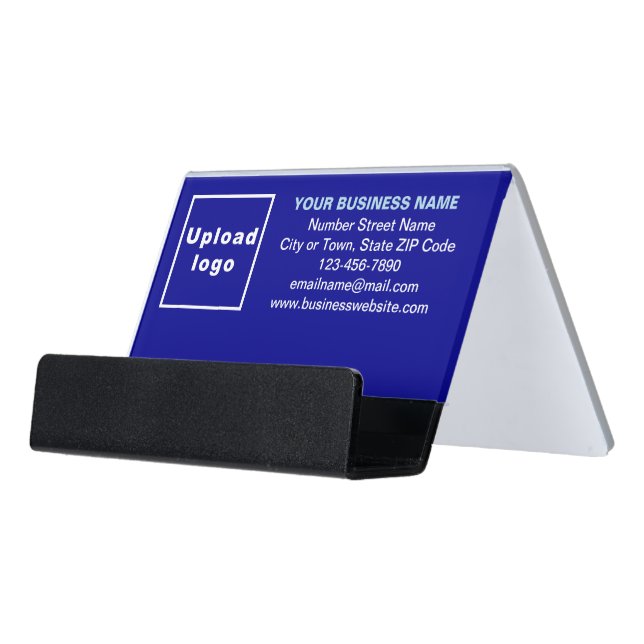 Business Brand on Blue Business Card Holder (Angled Front)