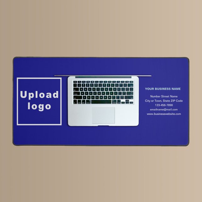 Business Brand on Blue Desk Mat (Build brand name awareness. Your business brand on blue desk mat.)