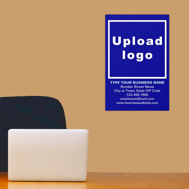 Business Brand on Blue Dynamic Wall Decal (Build brand name awareness. Advertise your business. Your business brand on blue wall decal.)