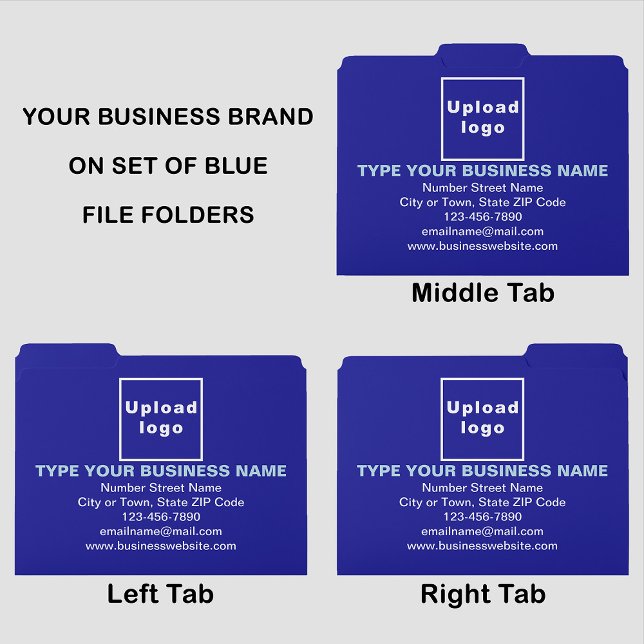 Business Brand on Blue File Folders (Build brand name awareness. Your business brand on set of blue file folders.)