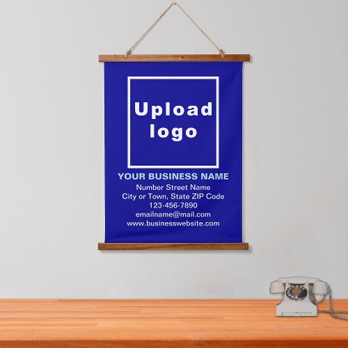 Business Brand on Blue Hanging Tapestry