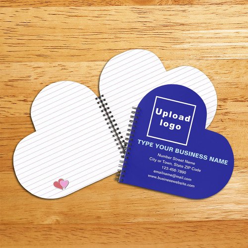 Business Brand on Blue Heart Shape Spiral Notebook