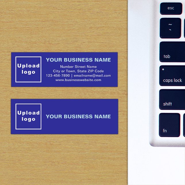 Business Brand on Blue Mini Card (The front and back of the blue mini business card with your brand)
