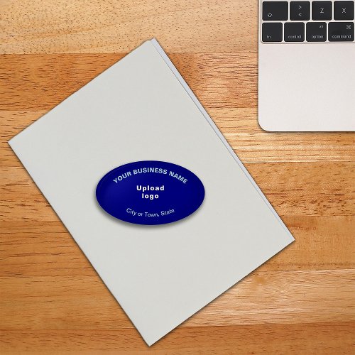 Business Brand on Blue Oval Shape Paperweight