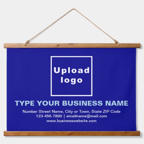 Business Brand on Blue Rectangle Hanging Tapestry