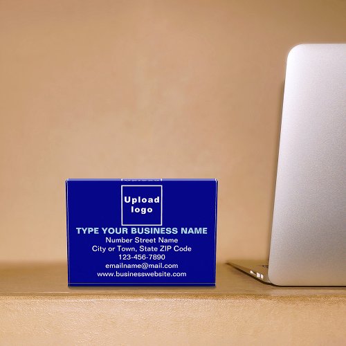 Business Brand on Blue Rectangle Photo Block