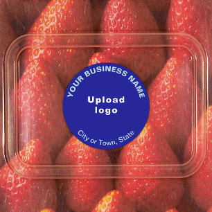 Business Brand on Blue Round Adhesive Label
