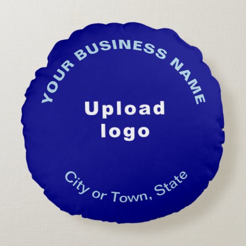 Business Brand on Blue Round Throw Pillow