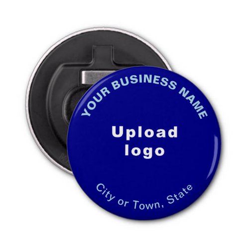 Business Brand on Blue Small Round Bottle Opener