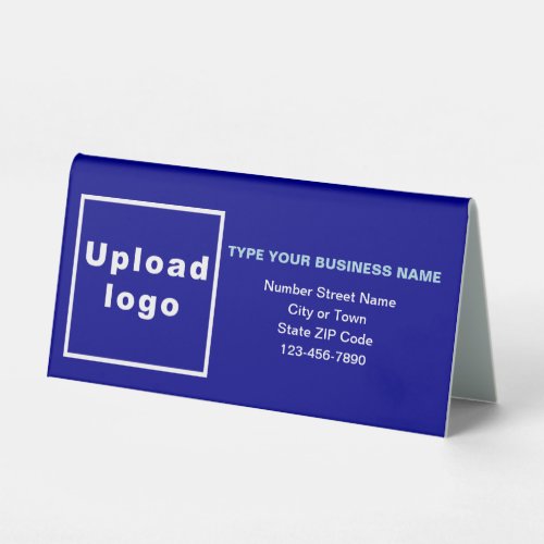 Business Brand on Blue Small Table Sign
