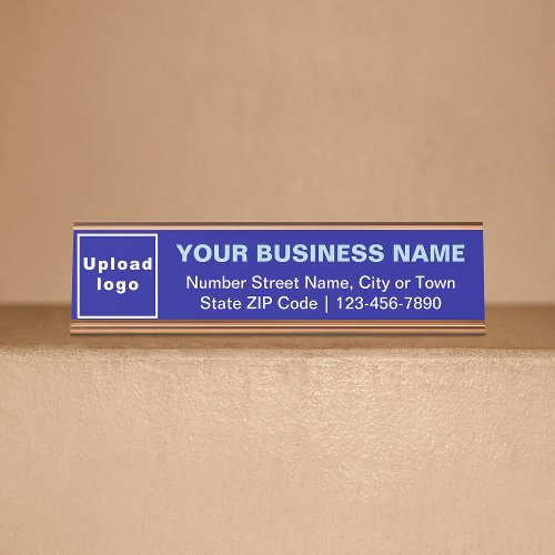 Business Brand on Blue Standard Desk Name Plate