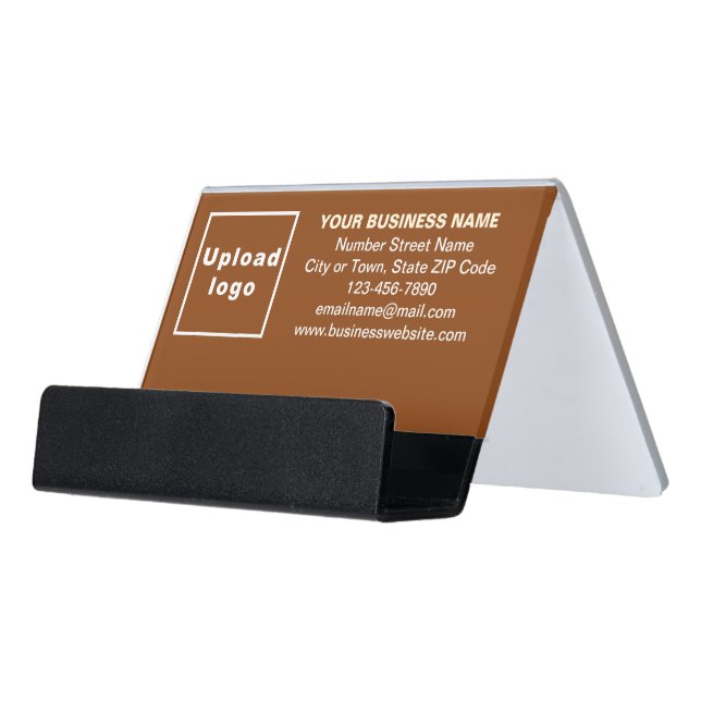 Business Brand on Brown Business Card Holder (Angled Front)